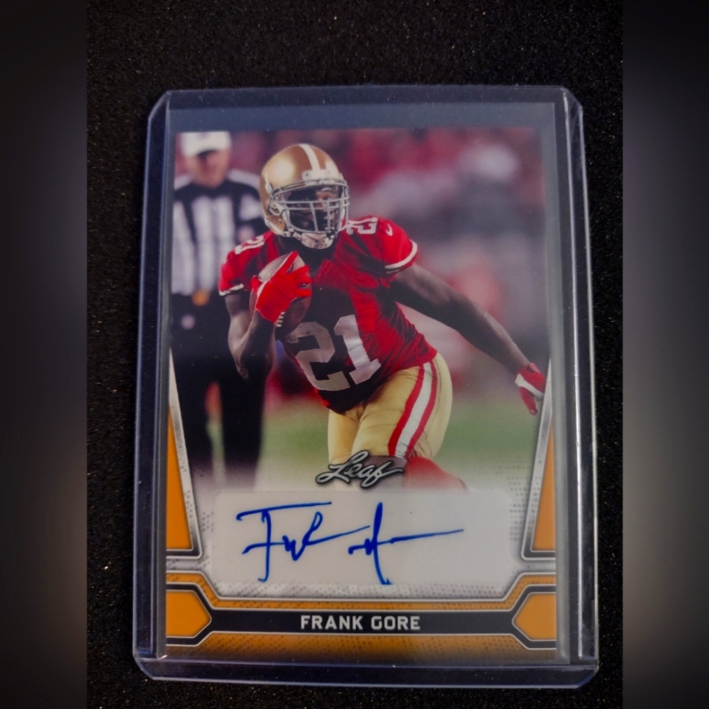 Frank Gore real Autograph 2021 Leaf Trading Card